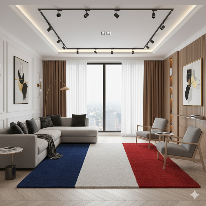 French Tricolor Area Rug