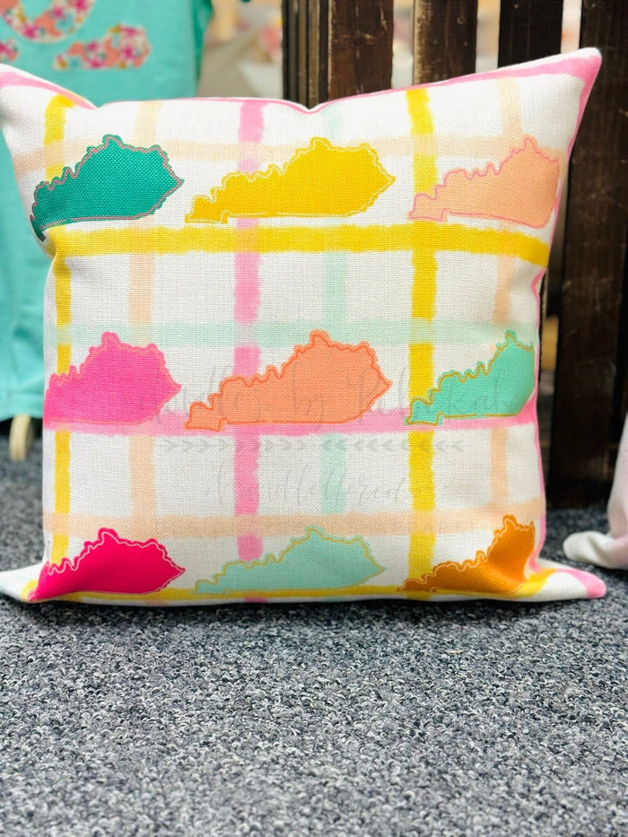 Gingham Colorful Kentucky Square Pillow - Pillow