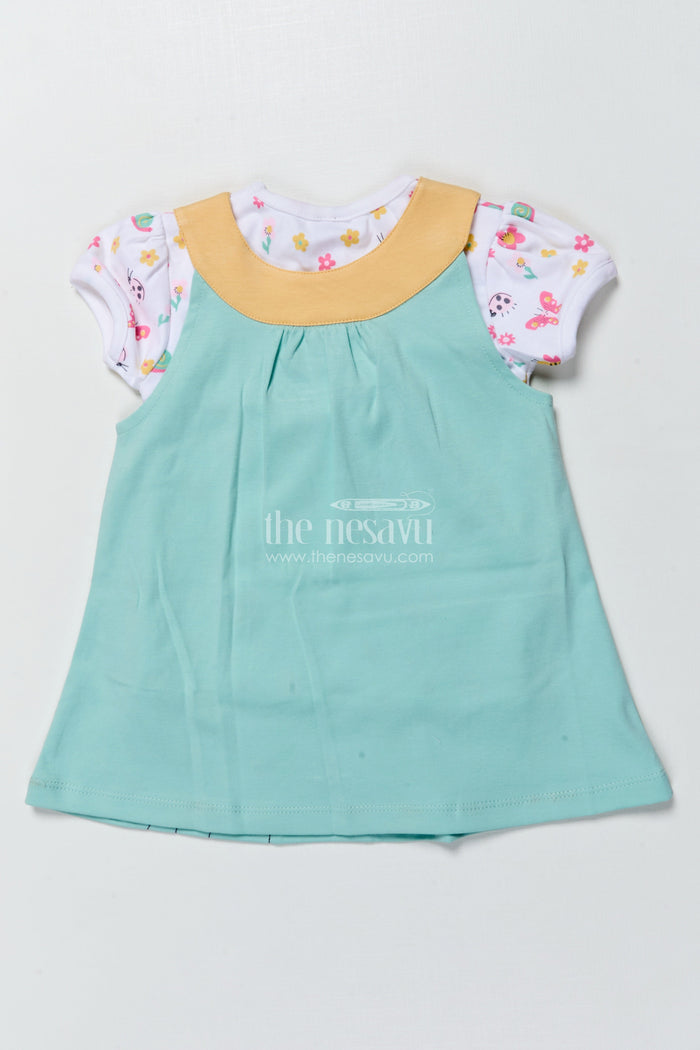 The Nesavu Girls Casual Set Girls Casual Cotton Dress Set with Bear Embroidery for Everyday Wear Nesavu Nesavu girls cotton casual dress bear embroidery printed tee perfect everyday comfort