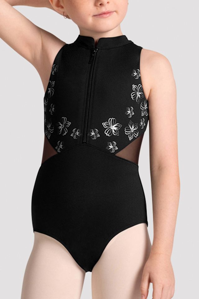 Girls Cayla Zip Front Leotard