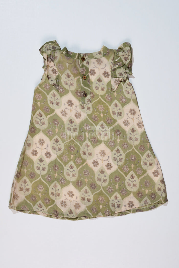 The Nesavu Girls Cotton Frock Girls Cotton Blend Dresses in Muslin Silk with Subtle Floral Print and Elegant Bow Nesavu Girls Cotton Blend Dresses Muslin Silk Subtle Floral Print Elegant Bow | The Nesavu