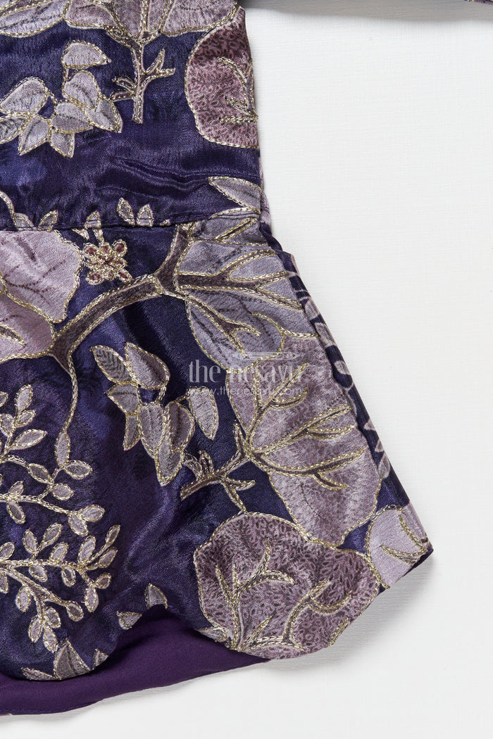 The Nesavu Girls Fancy Lehenga Girls Fancy Purple Lehenga Set with Jacket for Weddings and Special Occasions Nesavu Nesavu girls purple lehenga set embroidered jacket blouse festive weddings