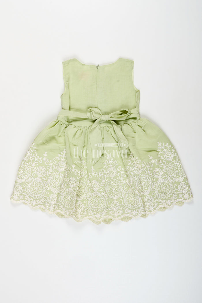 The Nesavu Girls Fancy Frock Girls frock with cotton thread embroidery and detachable lace coat Nesavu Nesavu embroidered frock detachable lace coat fancy party wear girls