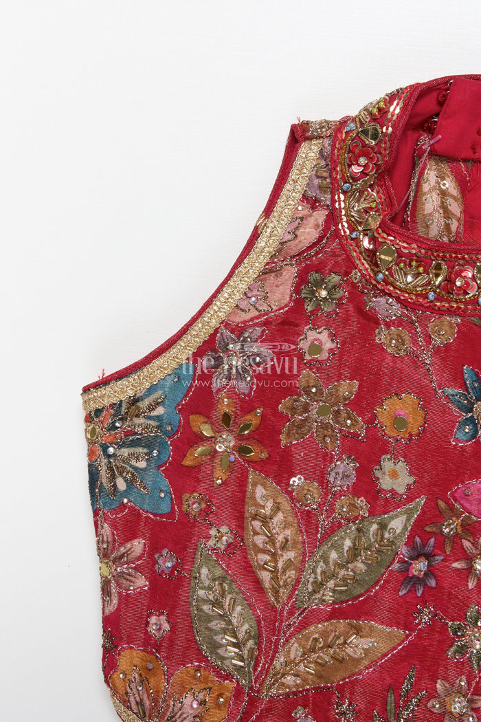 The Nesavu Girls Lehenga Choli Girls Lehenga Choli for Birthday Parties and Ethnic Celebrations Nesavu Nesavu girls lehenga choli kora silk floral embroidery perfect birthdays festive occasions