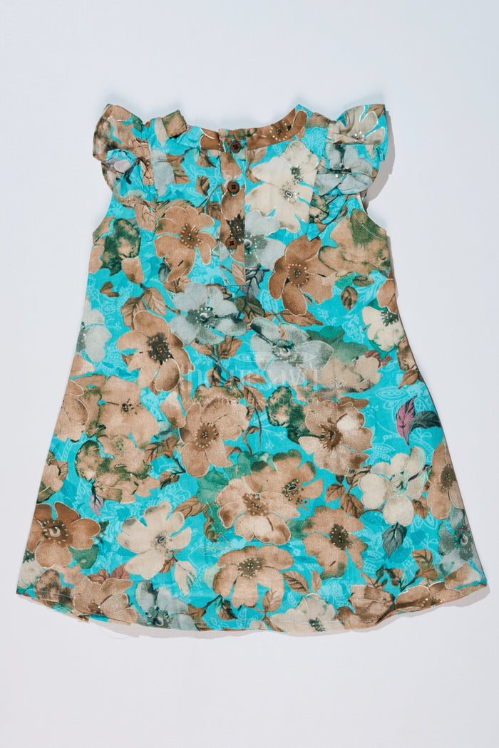 The Nesavu Girls Cotton Frock Girls Pretty Floral Dresses with Ruffle Neckline and Soft Cotton Fabric for Elegant Everyday Wear Nesavu Girls Pretty Floral Dresses Ruffle Neckline Soft Cotton Fabric Casual Elegance | The Nesavu