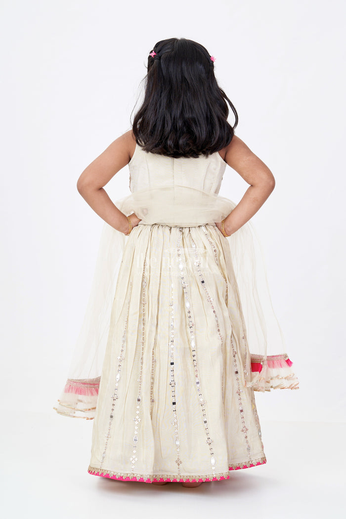 The Nesavu Girls Lehenga Choli Girls White Color Lehenga in Pure Viscose Tissue Silk with Embroidered Choli and Dupatta Nesavu Girls White Color Lehenga Pure Viscose Tissue Silk Embroidered Choli Dupatta | The Nesavu
