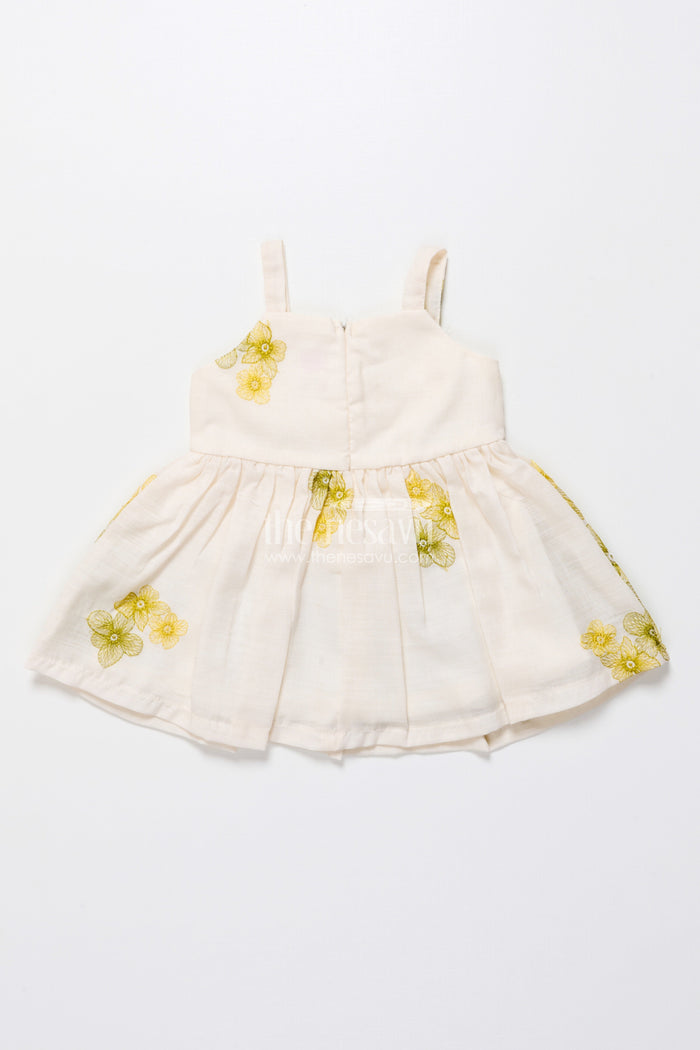 The Nesavu Baby Fancy Frock Hand-Embroidered Cotton Frock for Baby Girls with Soft Pastel Finish Nesavu Nesavu green cotton baby girl frock embroidery festive traditional outfit