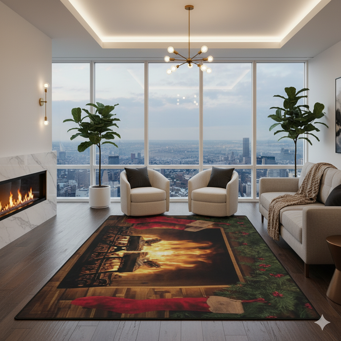 Holiday Fireplace Area Rug