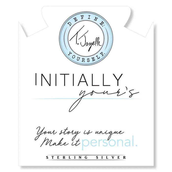 Initially Your's Green Angelite Stone Bracelet with Letter L Sterling Silver Charm