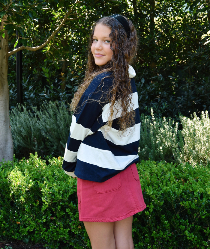 Katie J NYC Girls Boheme Evening Blue Striped Rugby Top Girls Casual Tops Katie J NYC