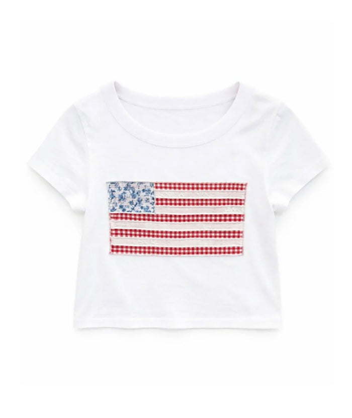 Katie J NYC Girls Flag Patch Tee Girls Casual Tops Katie J NYC