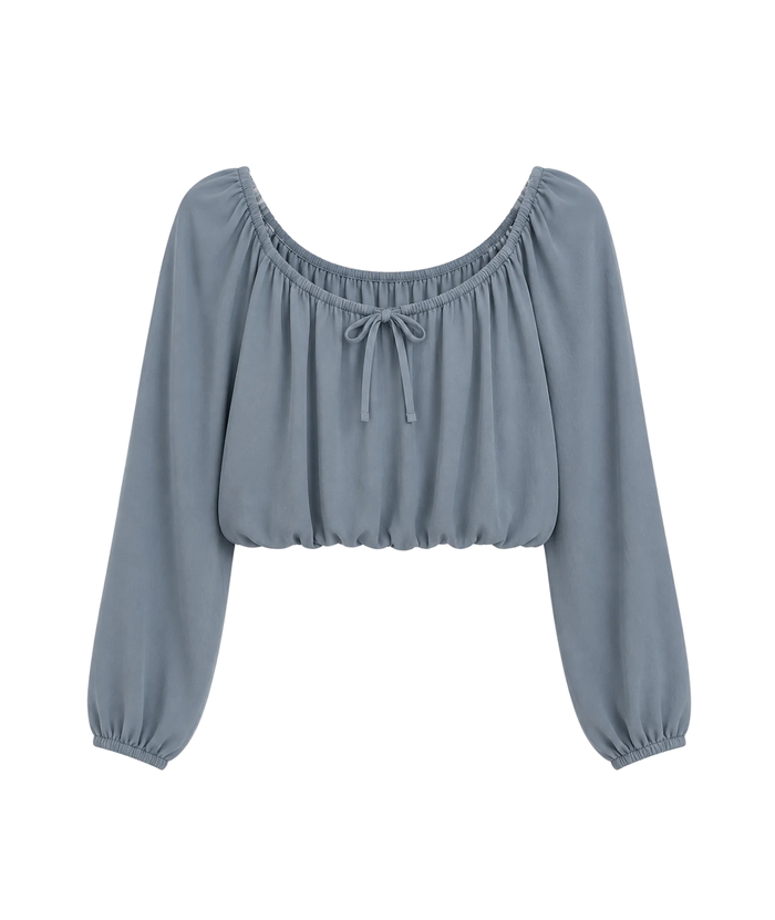 Katie J NYC Girls Monica Long Sleeve Silky Georgette Top Girls Special Tops Katie J NYC Slate Y/S (7/8)
