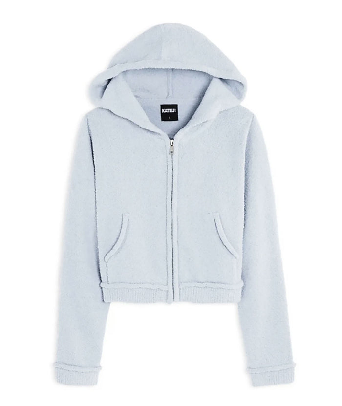 Katie J NYC Girls Parker Zip Hoodie Distressed/seasonal girls Katie J NYC Light Blue Y/S (7/8)
