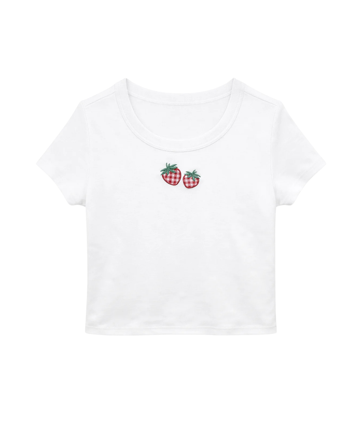 Katie J NYC Girls Strawberry Gingham Tee Girls Casual Tops Katie J NYC