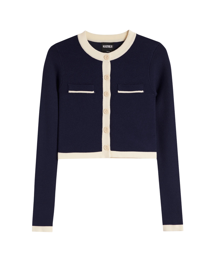 Katie J NYC Girls Whitney Cardigan Evening Blue/Cream Girls Special Tops Katie J NYC