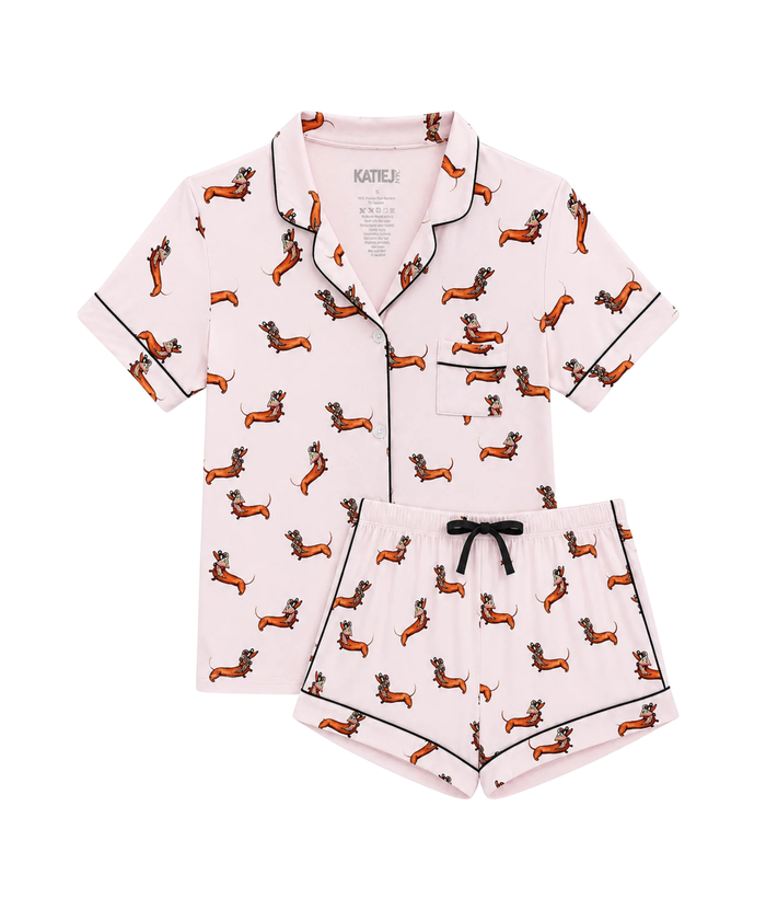 Katie J NYC Juniors Dachshund Lynn Shorts PJ Set Accessories Katie J NYC Multi Juniors/Women XXS