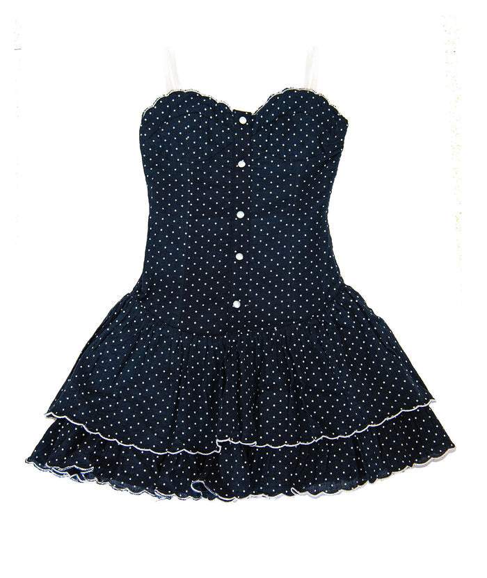 Katie J NYC Juniors Navy Polkadot Soren Dress Womens Casual Dresses Katie J NYC