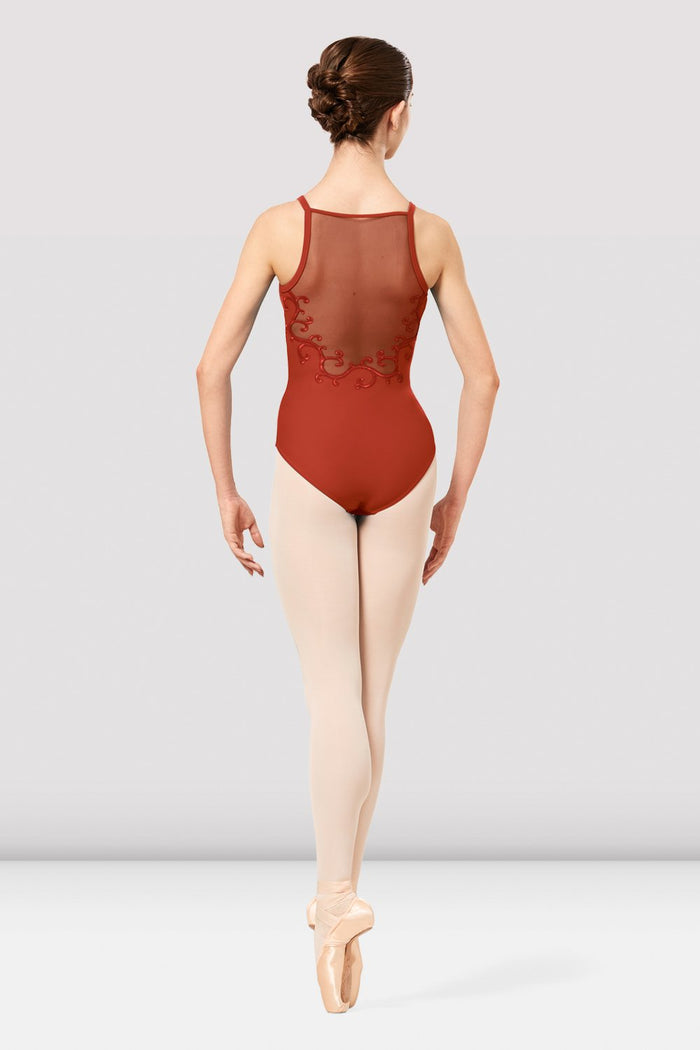 Ladies Veola Mesh Spliced Embroidered Camisole Leotard