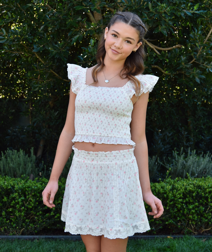 Love Shack Fancy Girls Jeanna Top Sunwashed Ivory Girls Casual Tops Love Shack Fancy