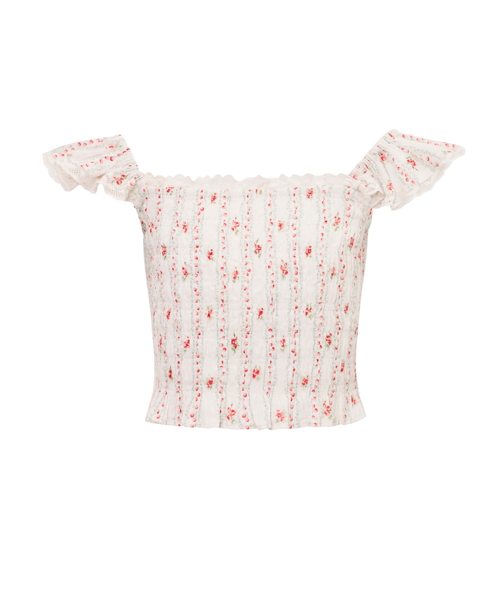 Love Shack Fancy Tween Caspia Top Poppy Red Girls Casual Tops Love Shack Fancy