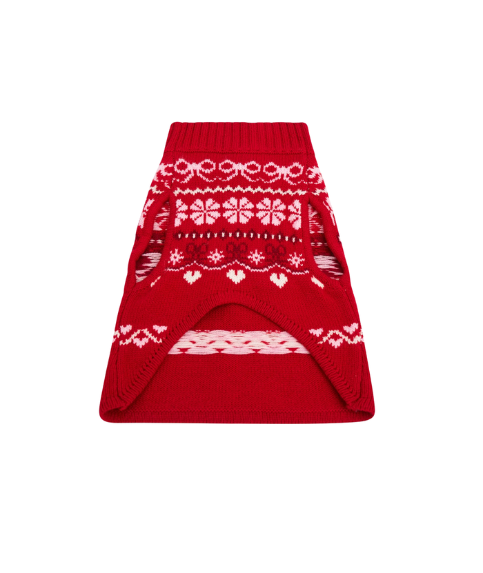 Love Shack Fancy Women Arindia Dog Sweater Red Velvet Truffle Distressed/seasonal gifts Love Shack Fancy