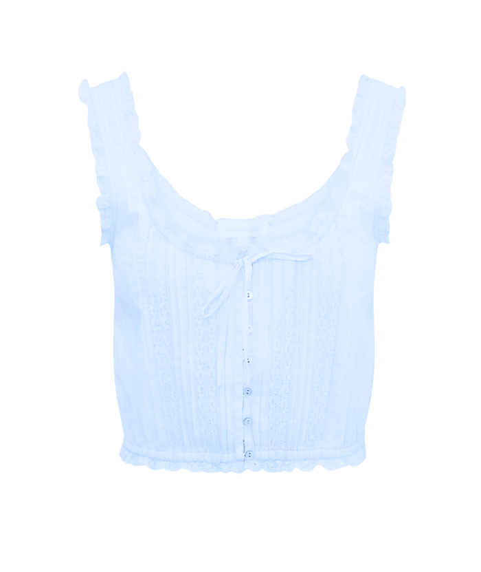 Love Shack Fancy Women Blyss Top Blue Finch Womens Casual Tops Love Shack Fancy Blue Juniors/Women XXS