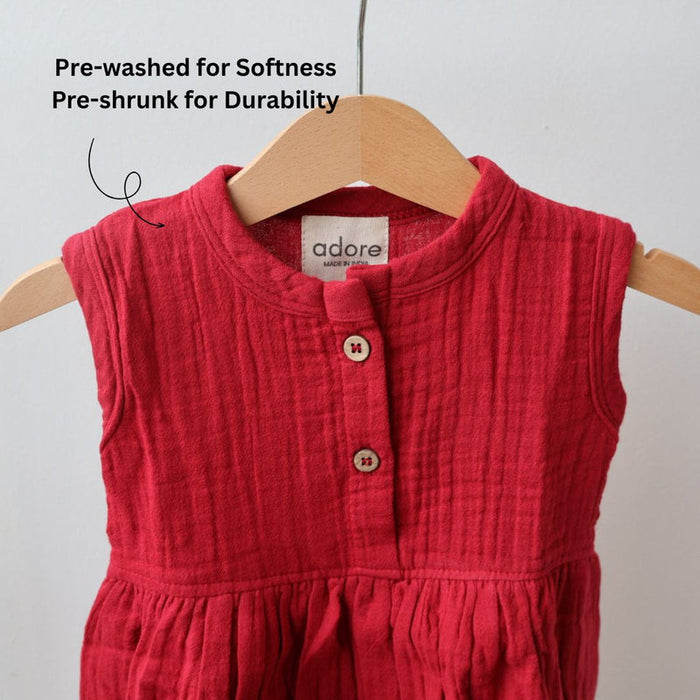 Maroon Organic Muslin Cotton Frocks (0-3 Years)
