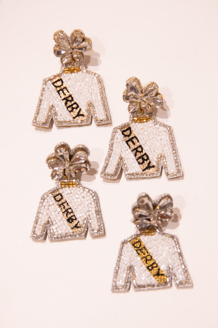 Mini Derby Jockey Silks Earrings - Gold Sash - FINAL SALE