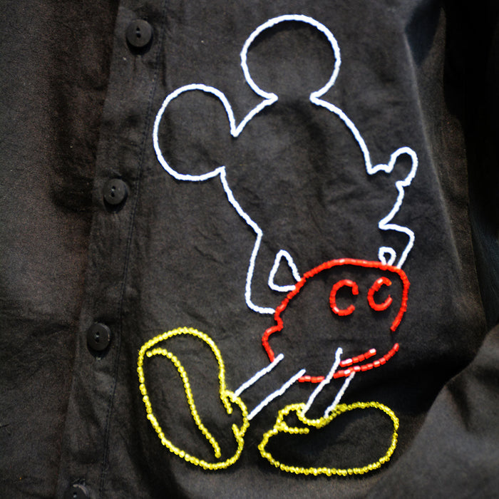 Mouse Embellished Shirt - Black (1-14 Years)