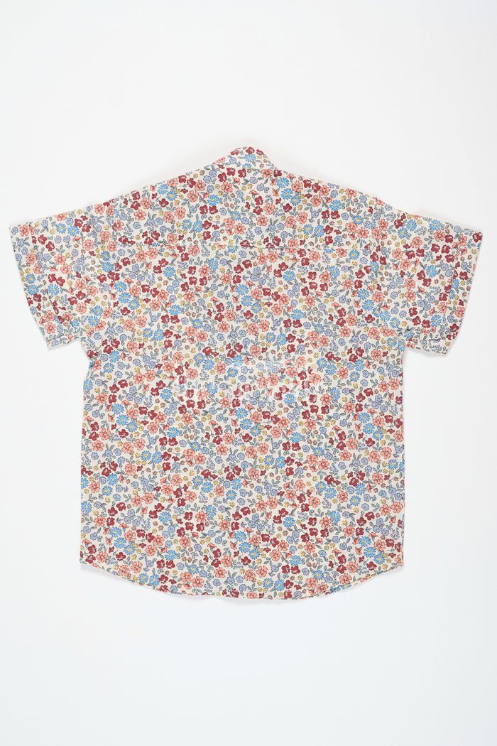 The Nesavu Boys Cotton Shirt Multicolor Boys Cotton Shirt with Floral Print Half Sleeves Playful and Trendy Design Nesavu Multicolor Floral Print Boys Cotton Shirt Nesavu Trendy Half Sleeves Comfortable Casual Wear