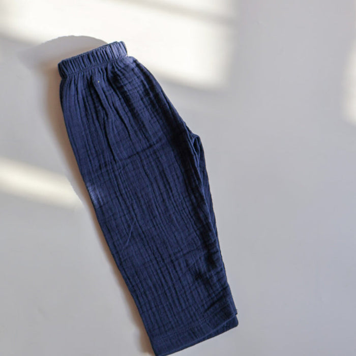 Navy Blue Organic Muslin Cotton Full Sleeve Set (6 Months – 4 Years)
