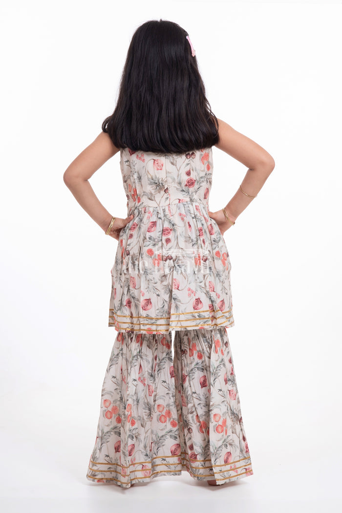 The Nesavu Girls Sharara / Plazo Set Nesavu Modal Silk Printed Sharara Choli Dress for Girls Diwali and Navratri Festive Wear Nesavu Nesavu Modal Silk Sharara Choli Dress for Girls | Diwali and Navratri Festive Wear