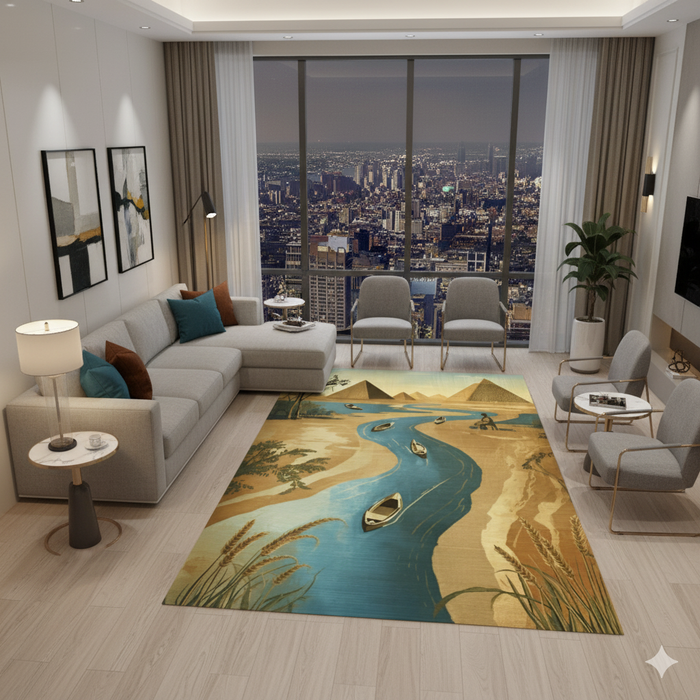 Nile River Scene Area Rug