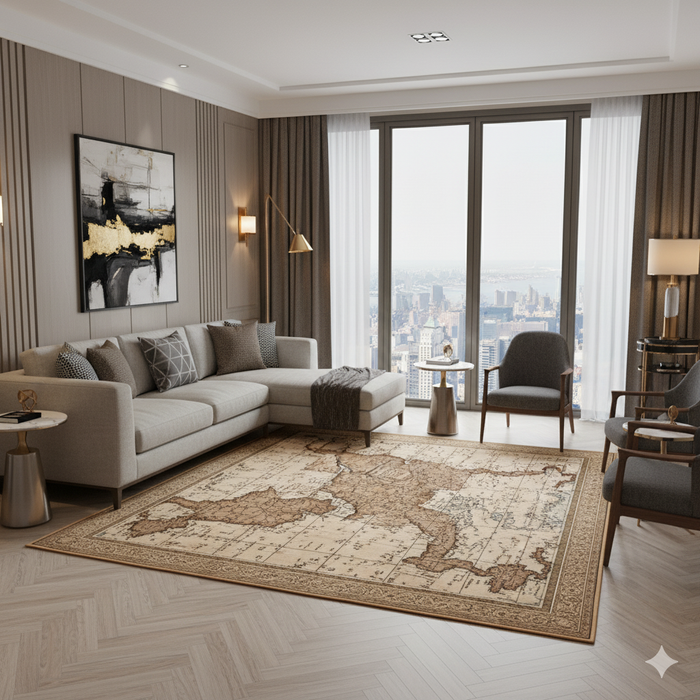 Old World Map Area Rug