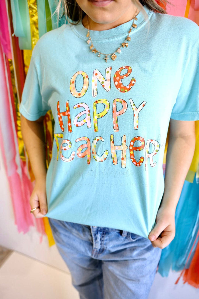 One Happy Teacher Chalky Mint Tee - Tees