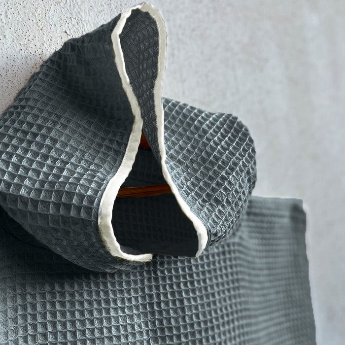 ORGANIC WAFFLE HOODED PONCHO TOWEL SET - GREY (All Ages)