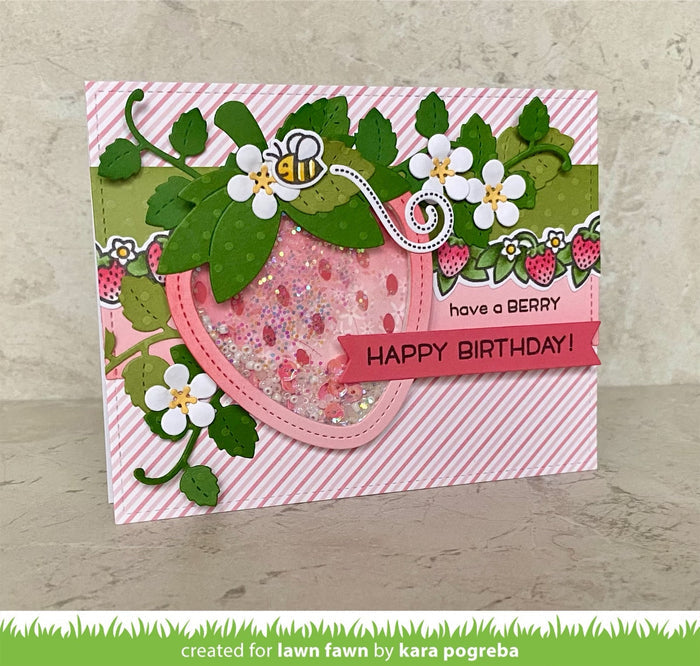 outside in stitched strawberry