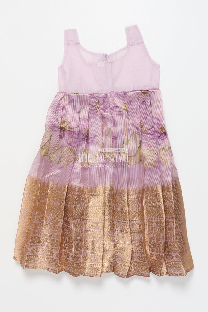 The Nesavu Pattu Pavadai Pattu Pavadai for Toddler Girls for Traditional Celebrations and Poojas Nesavu Nesavu pattu pavadai toddler girls gold-detailed blouse semi banaras pleated skirt