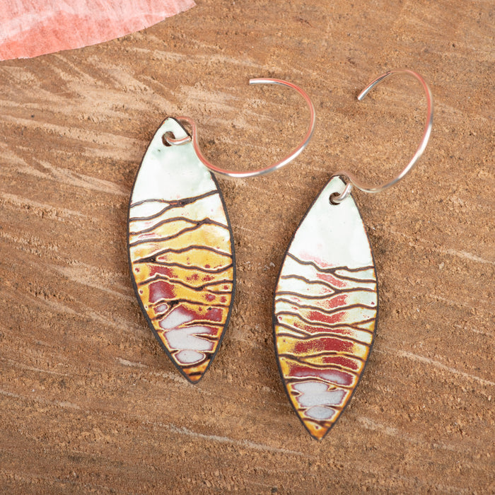 Pink Rolling Hills Petal Earrings, Annie Grimes Williams, enamel, Plum Bottom Gallery