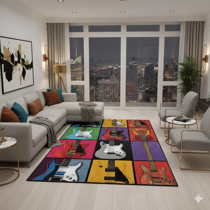 Pop Art Guitar Area Rug