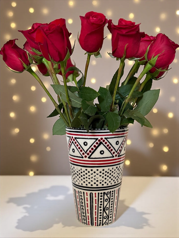 Potters African Print Art Deco Vase