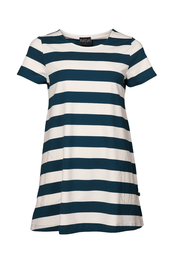 Ratia Pisara Short Sleeve Navy Wide Stripe Tunic