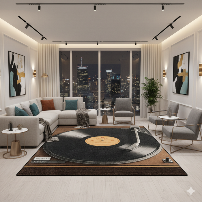 Record Player Turntable Area Rug