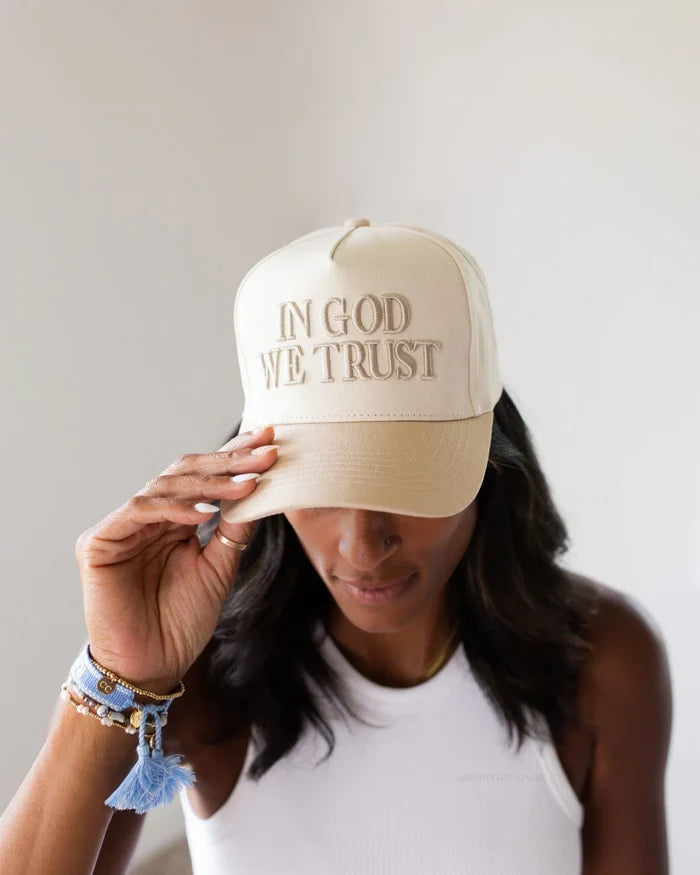 RESTOCK :: In God We Trust Hat Off-White & Khaki