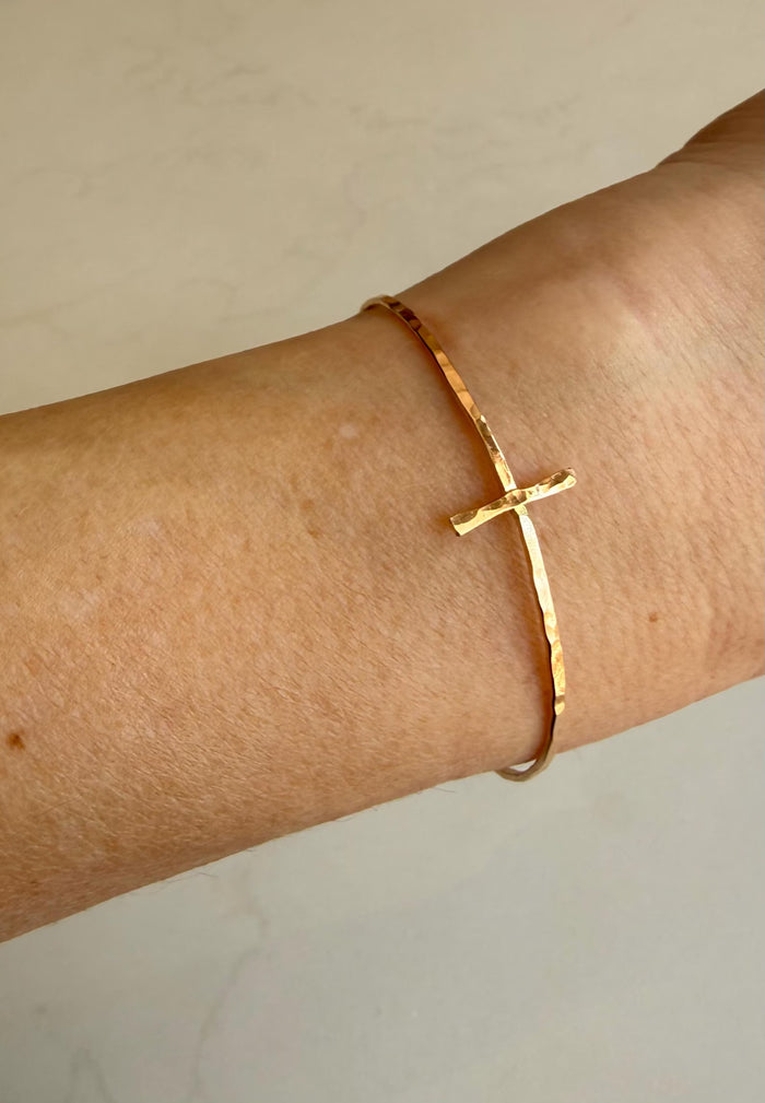 RESTOCK :: Modern Cross Cuff- 14kt Gold Filled