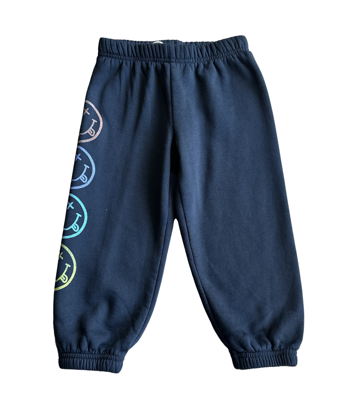 Rowdy Sprout Girls Nirvana Smiley Sweatpants Washed Black Distressed/seasonal girls Rowdy Sprout