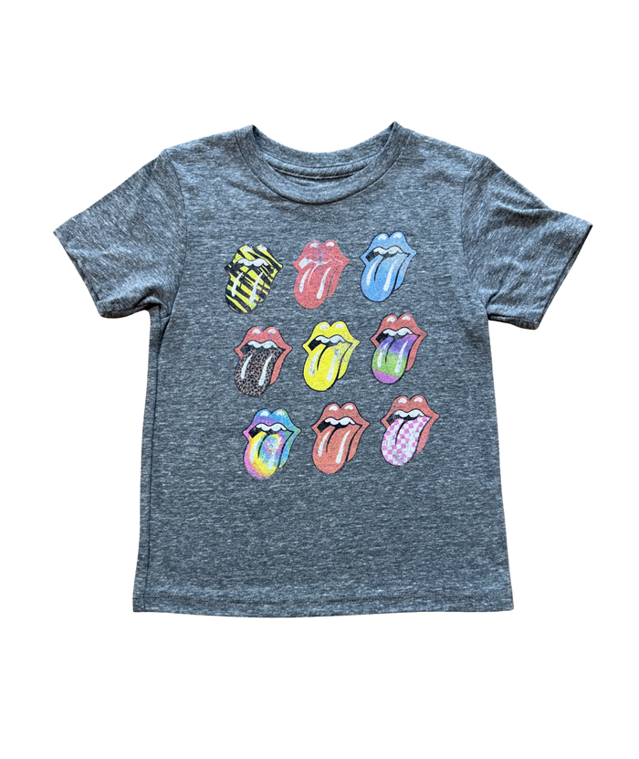 Rowdy Sprout Girls Rolling Stones Tongue Tee Distressed/seasonal girls Rowdy Sprout Heather Grey Y/4