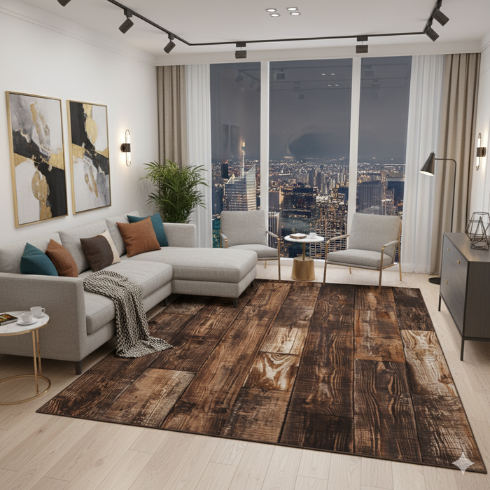 Rustic Wood Plank Area Rug