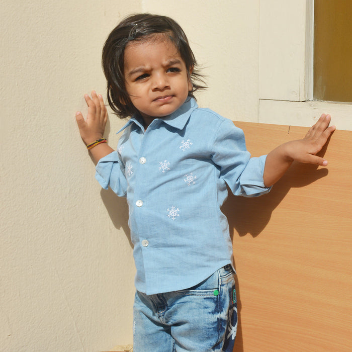 Snowflakes Embroidered Denim Shirt (1-10 Years)