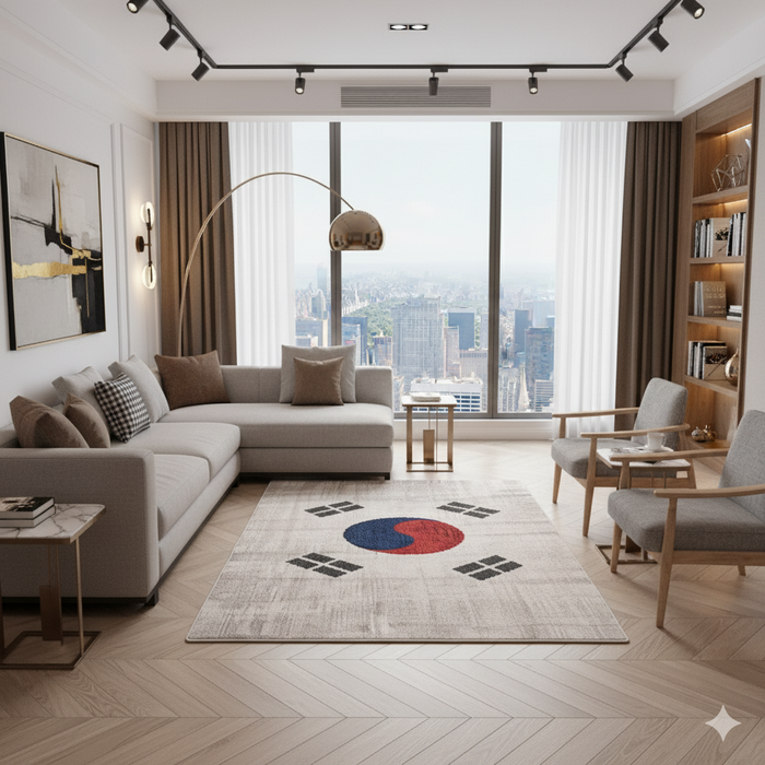 South Korea Minimal Flag Area Rug